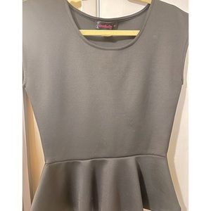 -black dress up peplum top, no brand, size M